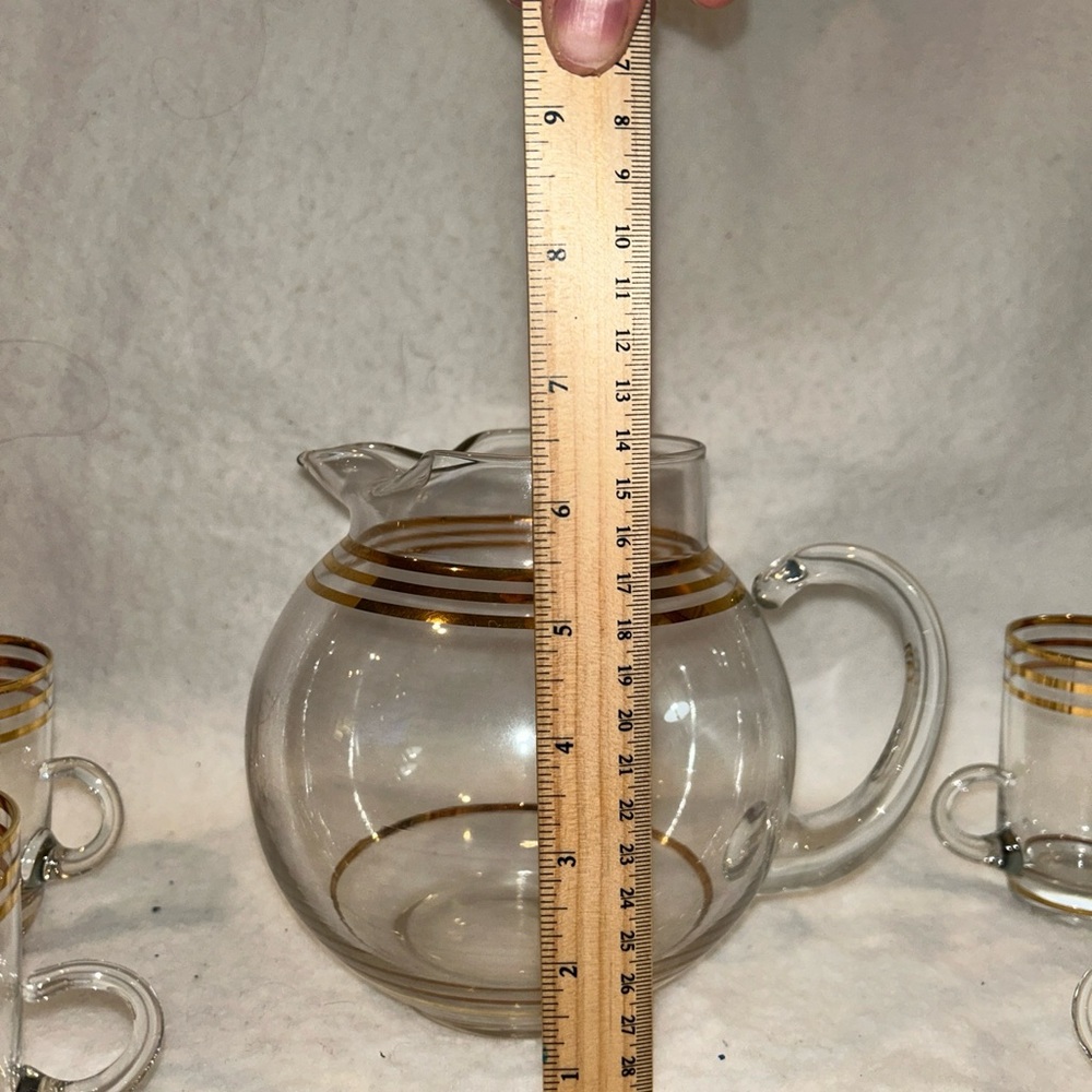 Mid century modern pitcher and glasses set